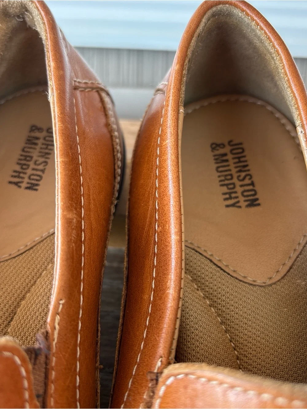 Johnston & Murphy Tan Leather Slip-On Loafers for Kids 2